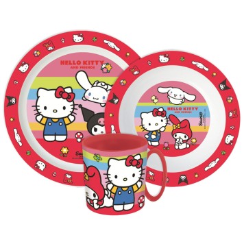 Hello Kitty And Friends dinner set, micro plastic set with mug 390 ml