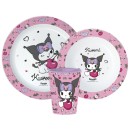 Hello Kitty Kuromi dinner set, micro plastic set, with cup 260 ml