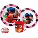 Miraculous Ladybug Dinner set, micro plastic set with 350 ml mug