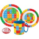 Bricks Lego-themed dinner set, micro plastic set with mug 350 ml