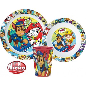 Paw Patrol dinner set, micro plastic set, cup 260 ml