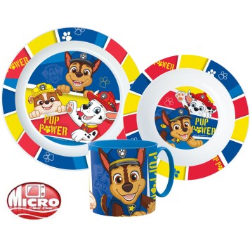 Paw Patrol Pup Power dinner set, micro plastic set with mug 265 ml