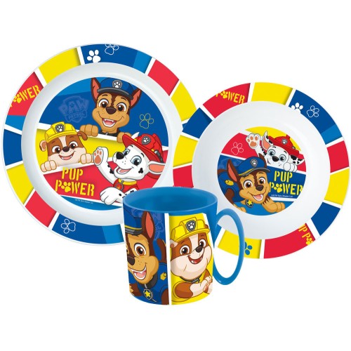 Paw Patrol Pup Power tableware set, micro plastic set with mug 350 ml