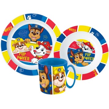Paw Patrol Pup Power tableware set, micro plastic set with mug 350 ml