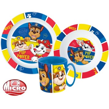 Paw Patrol Pup Power tableware set, micro plastic set with mug 350 ml