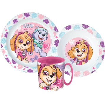 Paw Patrol Sketch dinner set, micro plastic set with a 350 ml mug