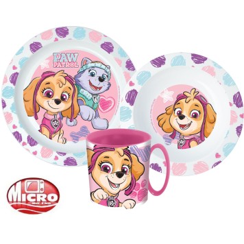Paw Patrol Sketch dinner set, micro plastic set with a 350 ml mug