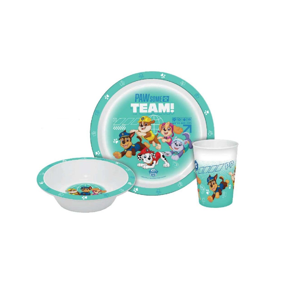 Paw Patrol Team dinner set, micro plastic set in Box