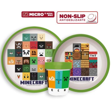 Minecraft non-slip dinner set, micro plastic set