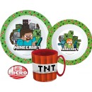 Minecraft dinnerware set, micro plastic set with mug 350 ml