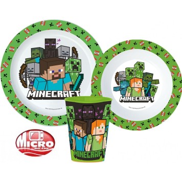 Minecraft dinner set, micro plastic set, cup 260 ml