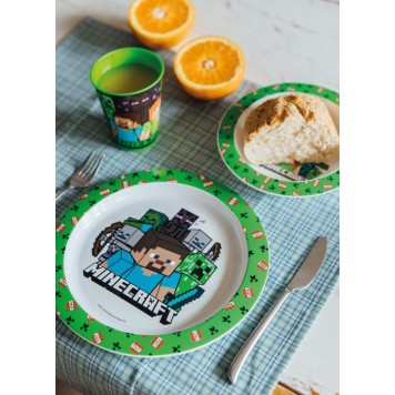 Minecraft dinner set, micro plastic set, cup 260 ml