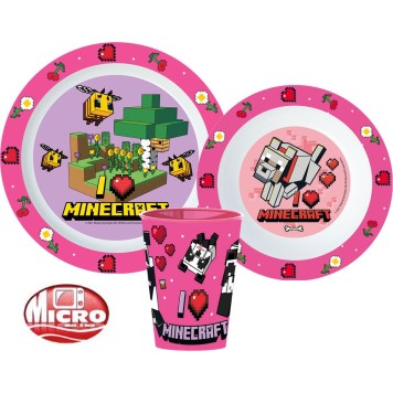 Minecraft dinner set, micro plastic set, cup 260 ml