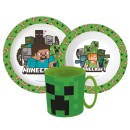 Minecraft Pixelcraft dinner set, micro plastic set with 390 ml mug