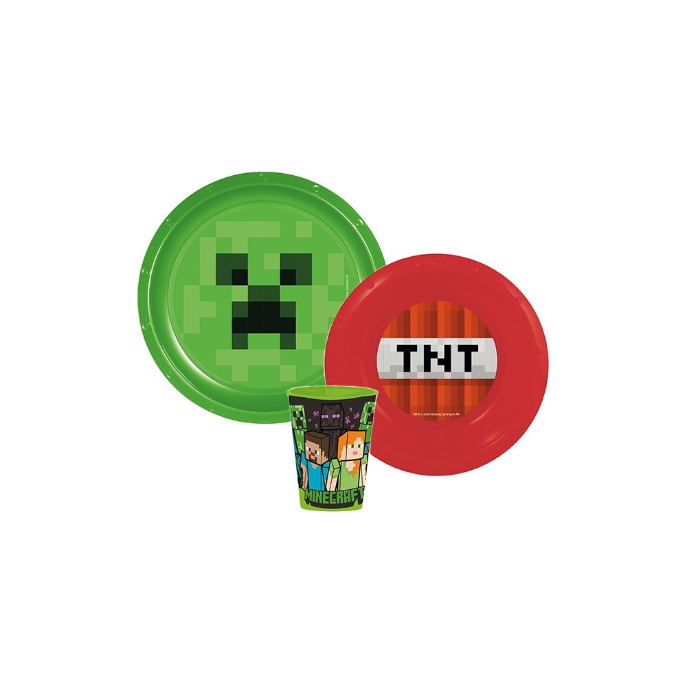 Minecraft tableware, plastic set