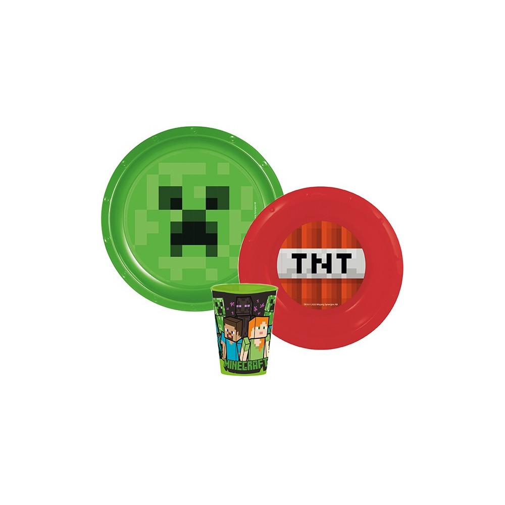 Minecraft TNT dinner set, plastic set
