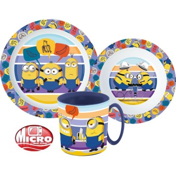 Minions dinner set, micro plastic set with mug 350 ml