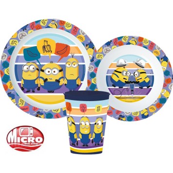Minions dinnerware set, micro plastic set, with cup 260 ml