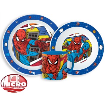 Spiderman Grid dinner set, micro plastic set with mug 265 ml