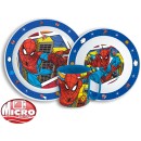 Spiderman Grid dinner set, micro plastic set with mug 350 ml