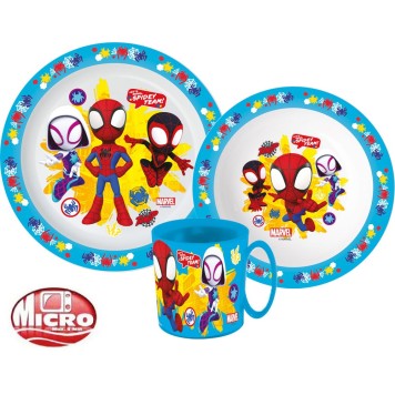 Spiderman dinner set, microwaveable plastic set with 350 ml mug