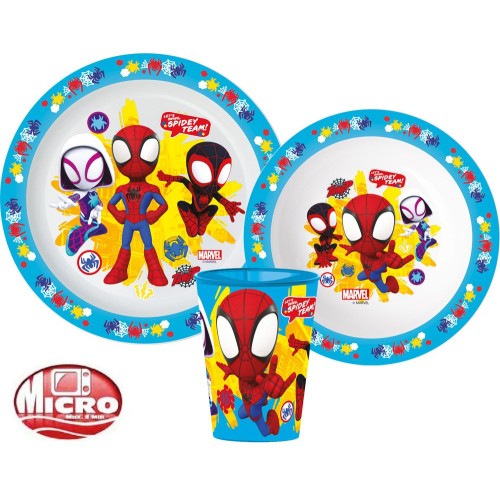 Spiderman dinner set, micro plastic set, with cup 260 ml