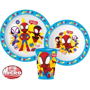 Spiderman dinner set, micro plastic set, with cup 260 ml