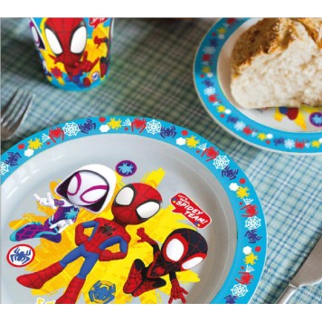 Spiderman dinner set, micro plastic set, with cup 260 ml
