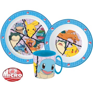 Pokémon dinner set, micro plastic set with mug 265 ml