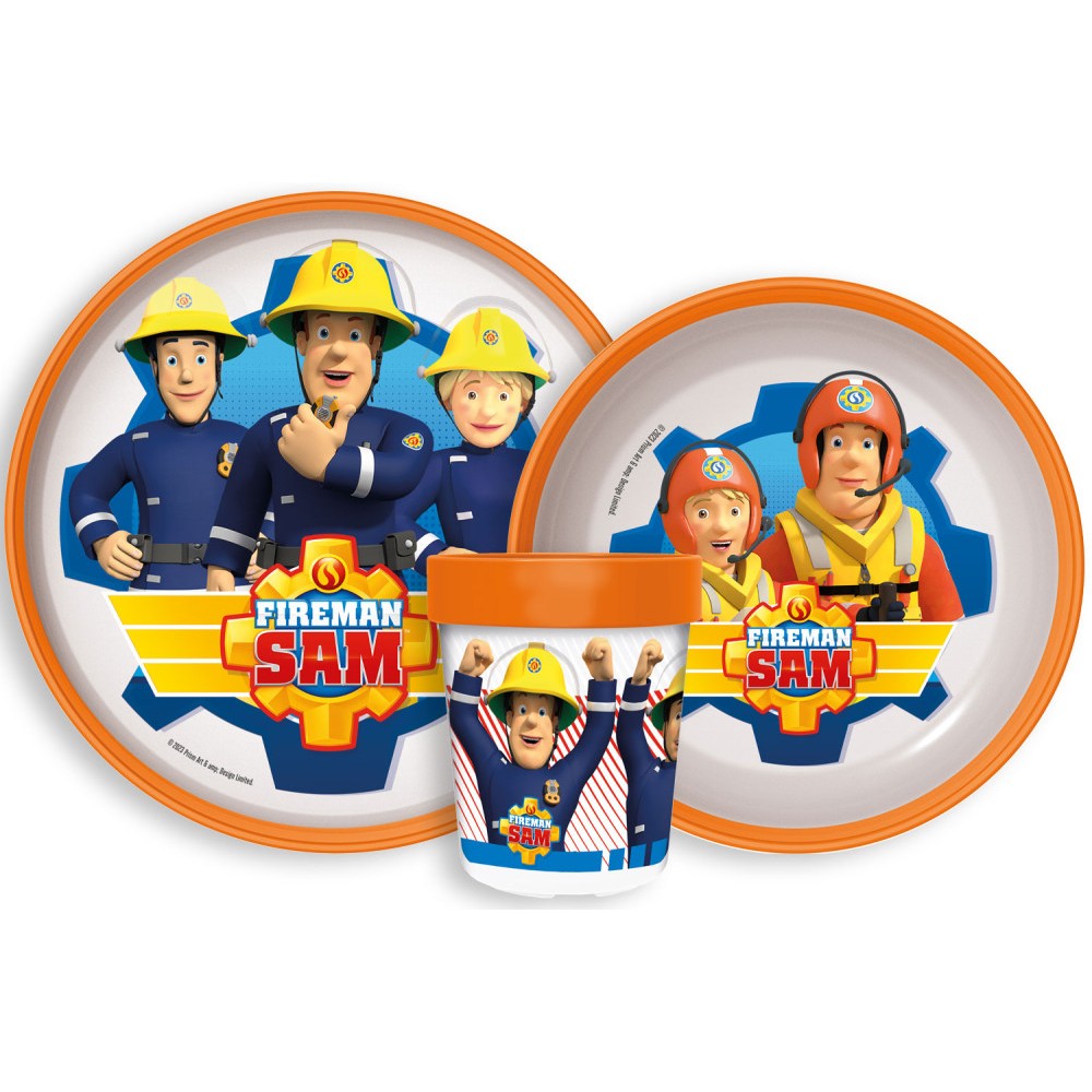 Fireman Sam anti-slip dinner set, micro plastic set