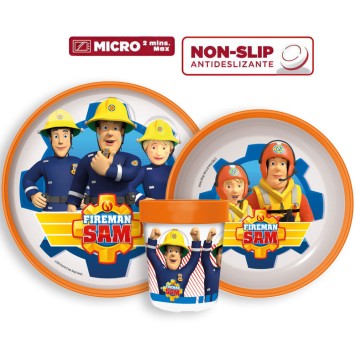Fireman Sam anti-slip dinner set, micro plastic set