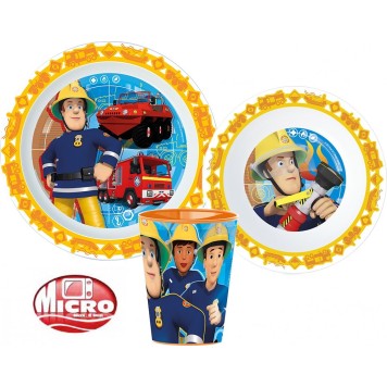 Fireman Sam dish set, micro plastic set, with cup 260 ml