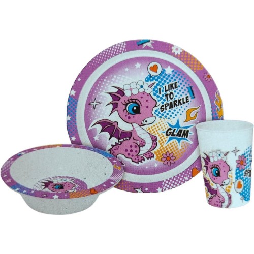 Dragon Dragon, Glam dinnerware set, micro plastic set in Box