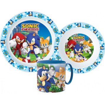 Sonic the Hedgehog dinner set, micro plastic set with mug 265 ml
