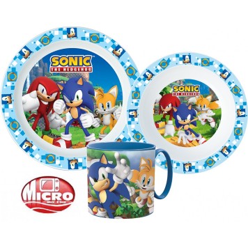 Sonic the Hedgehog dinner set, micro plastic set with mug 265 ml