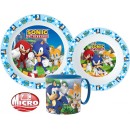 Sonic the Hedgehog dinner set, micro plastic set with mug 265 ml