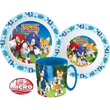 Sonic the Hedgehog dinner set, micro plastic set with 350 ml mug