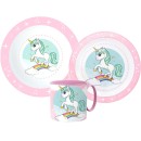 Unicorn Range dinner set, micro plastic set with 265 ml mug
