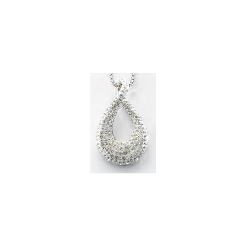 Victoria Silver-colored teardrop pendant with white stones