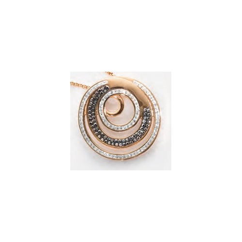Victoria Rose gold colored black and white stone pendant
