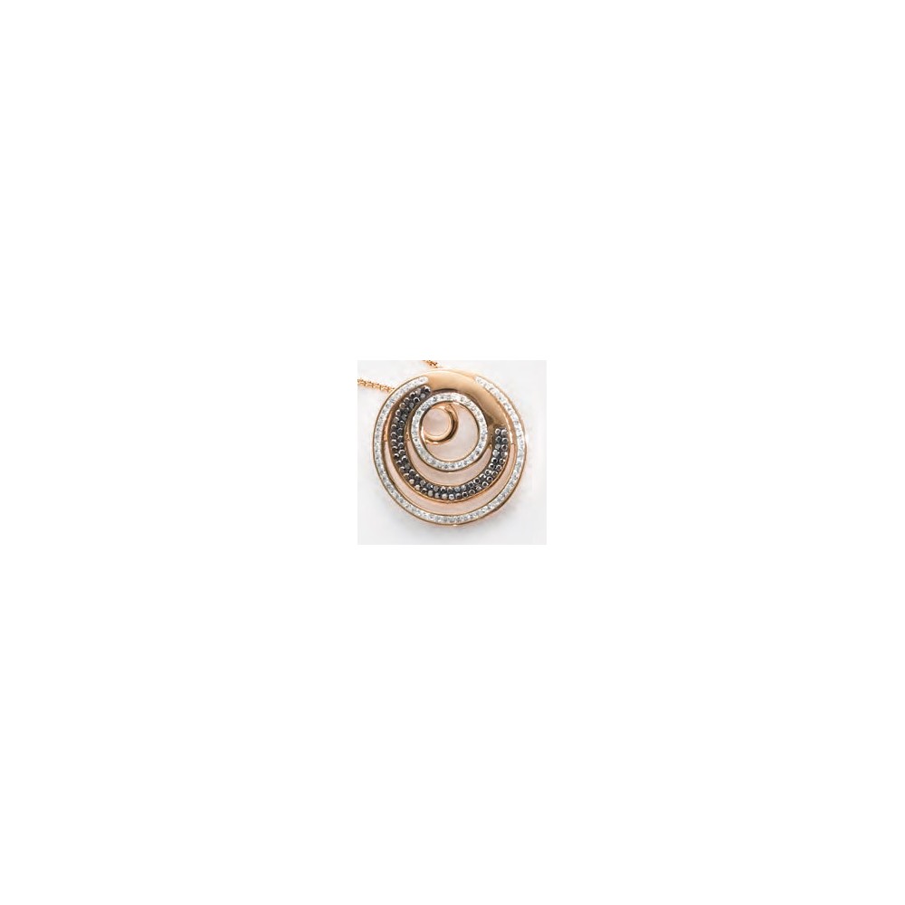 Victoria Rose gold colored black and white stone pendant