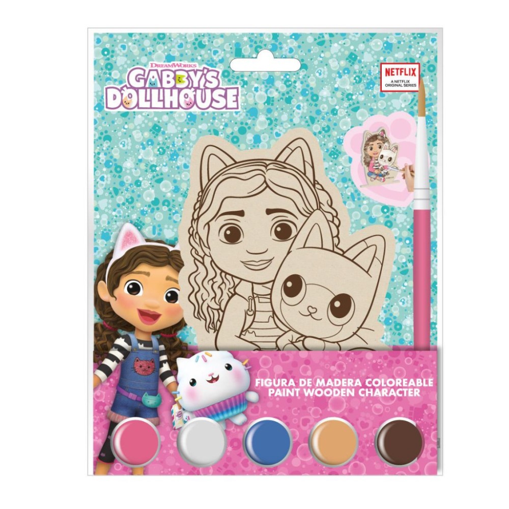 Gabby's Dollhouse Cat festhető fa figura