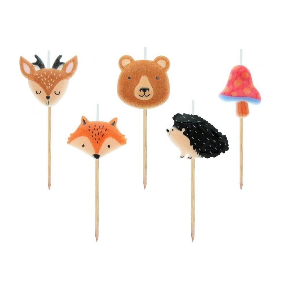 Animals Forest cake candle, 5-piece candle set