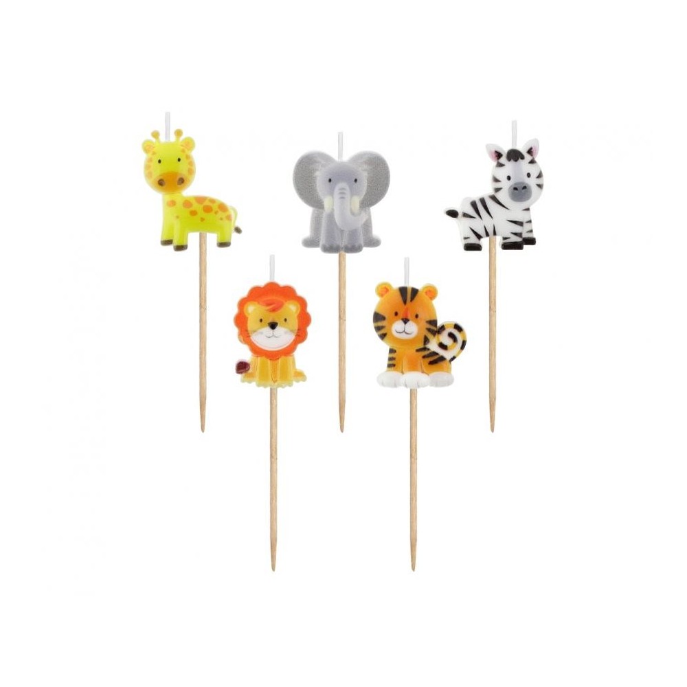 Animals Safari birthday candle, candle set 5 pieces