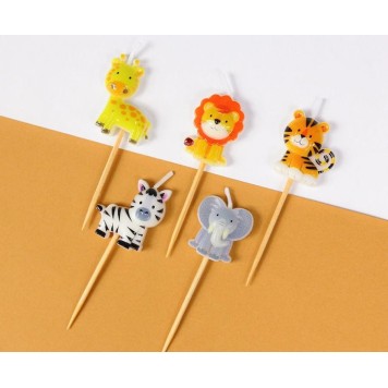 Animals Safari birthday candle, candle set 5 pieces