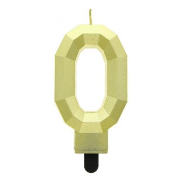 Number Diamond Metallic Gold number 0 candle, cake candle