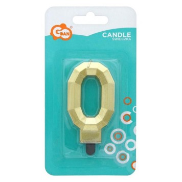 Number Diamond Metallic Gold number 0 candle, cake candle