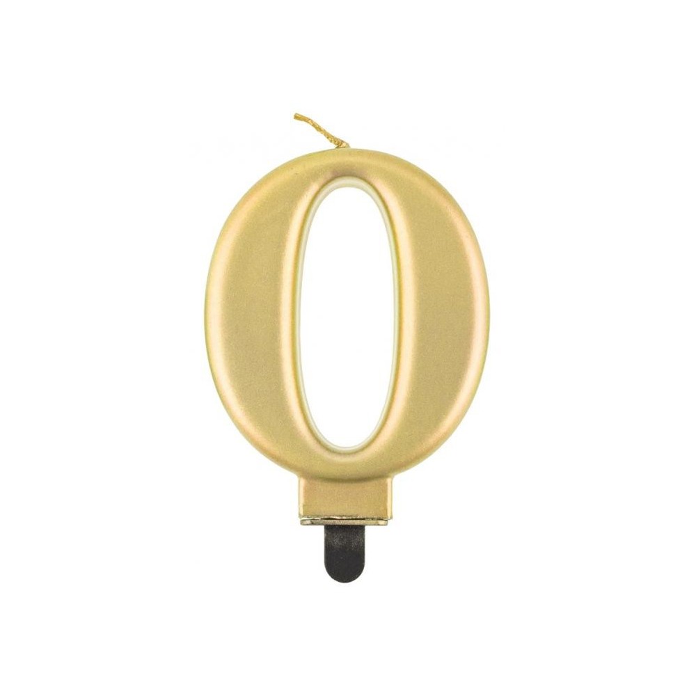 Number Metallic Gold Number 0 Candle, Cake Candle