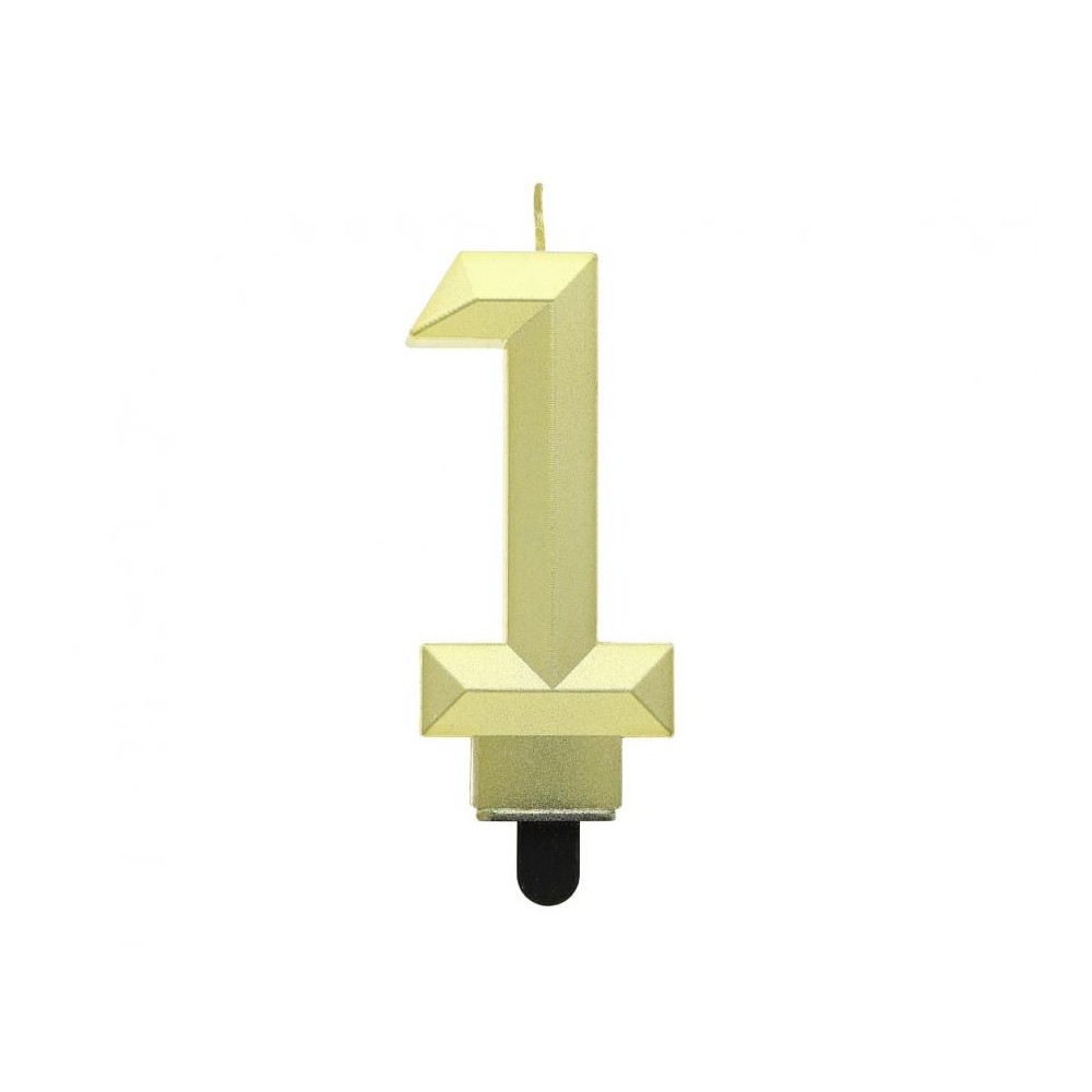 Number Diamond Metallic Golden number candle 1, cake candle
