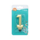 Number Diamond Metallic Golden number candle 1, cake candle